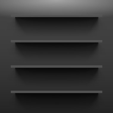 Gorizontal siyah kitap rafı