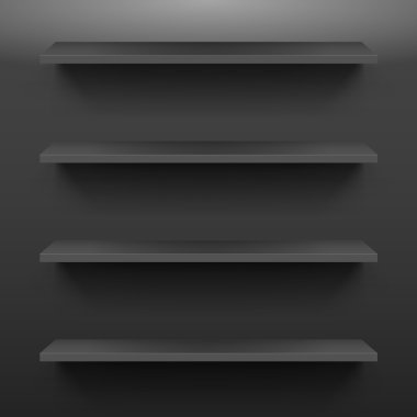 Gorizontal siyah kitap rafı