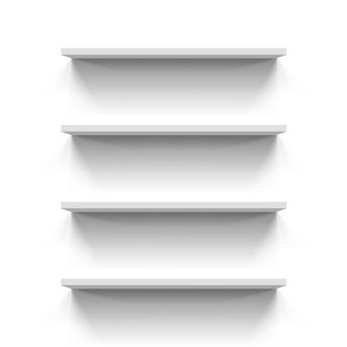 Dört gorizontal kitap rafı