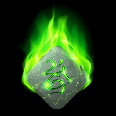 Magic rune burning in green flame clipart