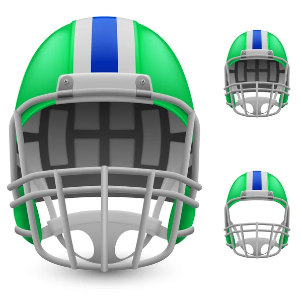 Набор зеленых футбольных шлемов — стоковый вектор