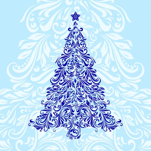 Arbre de Noël en motif floral — Image vectorielle