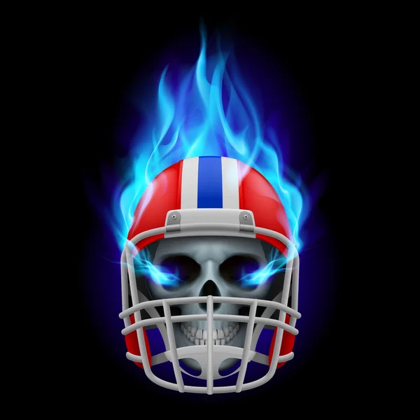 Football burning helmet with skull — Stock Vector