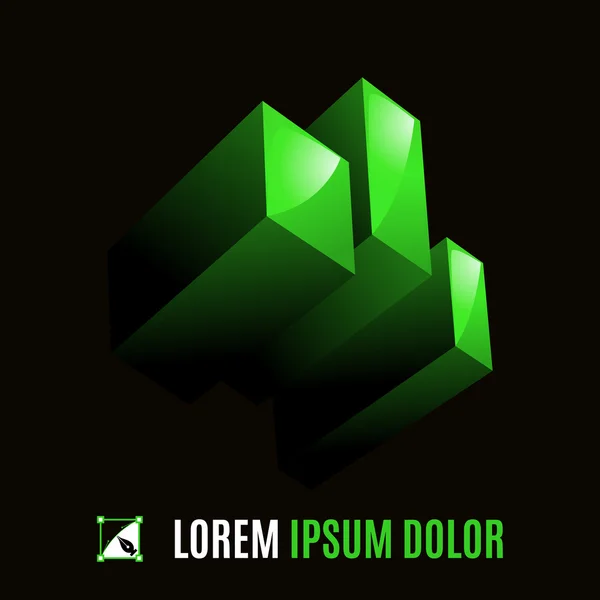 Elemento verde a partir de três figuras geométricas — Vetor de Stock