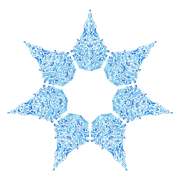 Flocon de neige en motif floral bleu — Image vectorielle