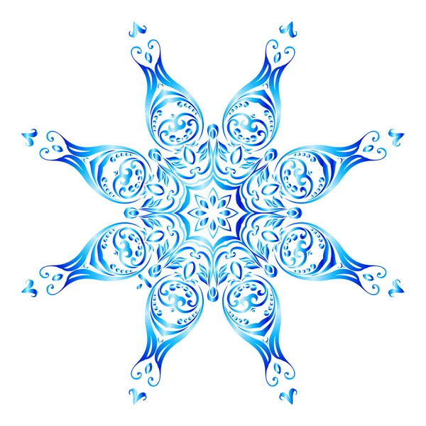 Copo de nieve hecho de patrón floral adornado — Vector de stock