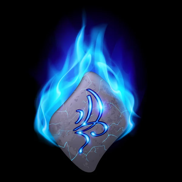 Μαγικά ρούνους καύση σε μπλε φλόγα — Διανυσματικό Αρχείο