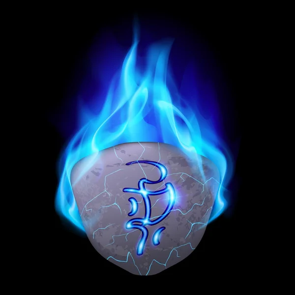 Magische Rune brennt in blauer Flamme — Stockvektor