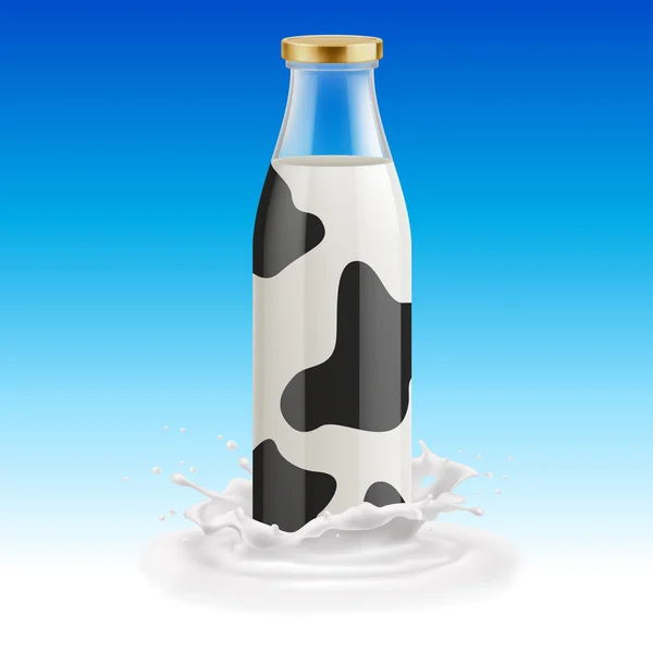 Gefleckte Glasflasche mit Milch — Stockvektor