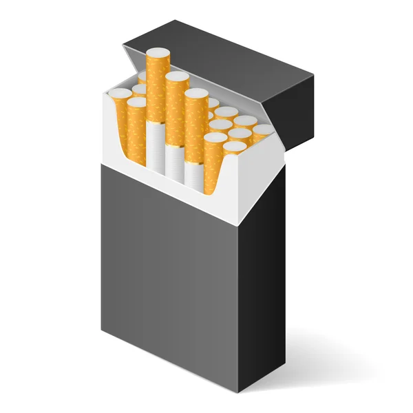 Envase negro de cigarrillos — Vector de stock