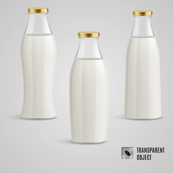 Ensemble de bouteilles de lait — Image vectorielle