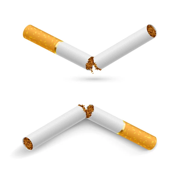 Two Broken Cigarettes — Stock Vector