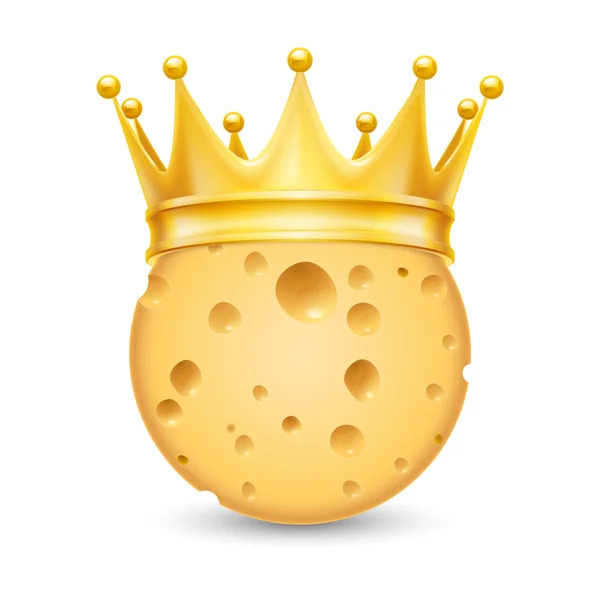 Golden crown on cheese — Stock Vector