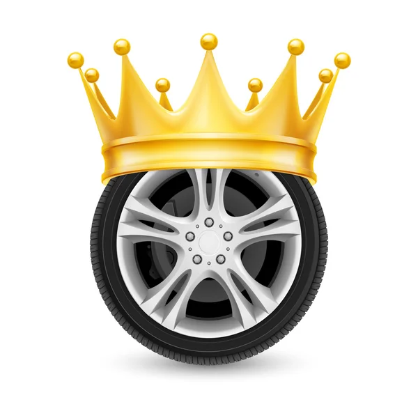 Corona dorada sobre rueda — Archivo Imágenes Vectoriales