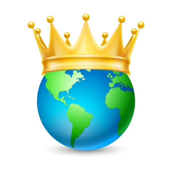 Golden crown on the globe — Stock Vector
