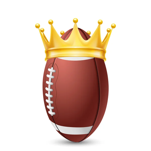 Coroa dourada no rugby bola — Vetor de Stock