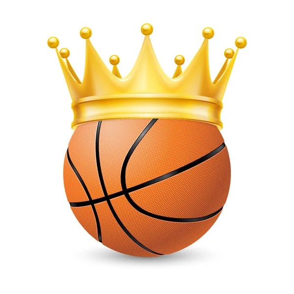 Corona d'oro su una palla da basket — Vettoriale Stock