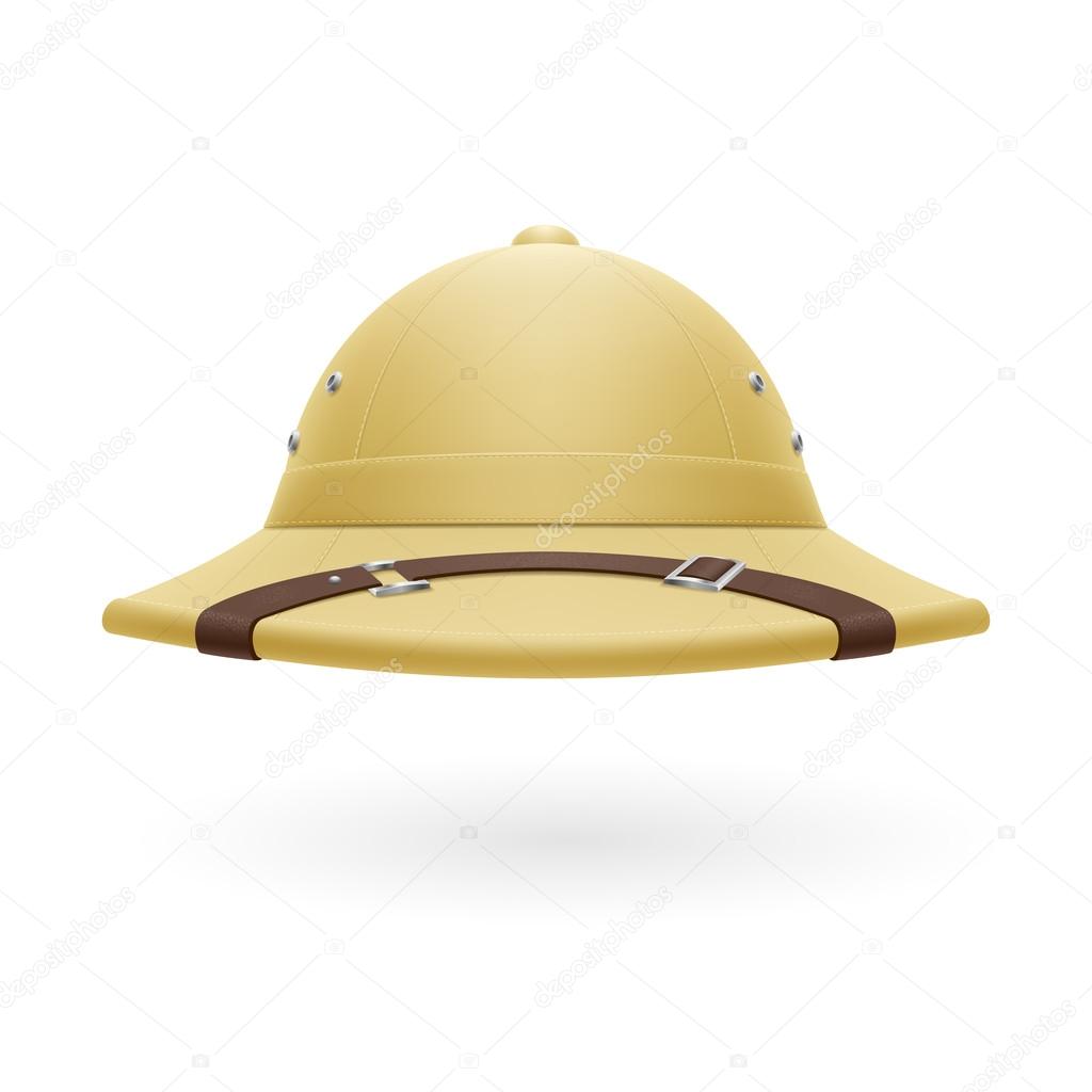 Pith helmet on a white