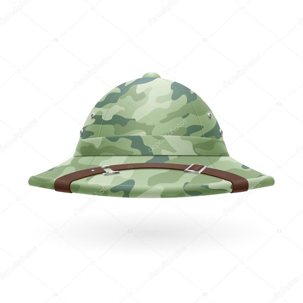 Cork camouflage hat isolated on a white background