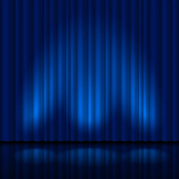 Realistic blue curtain — Stock Vector