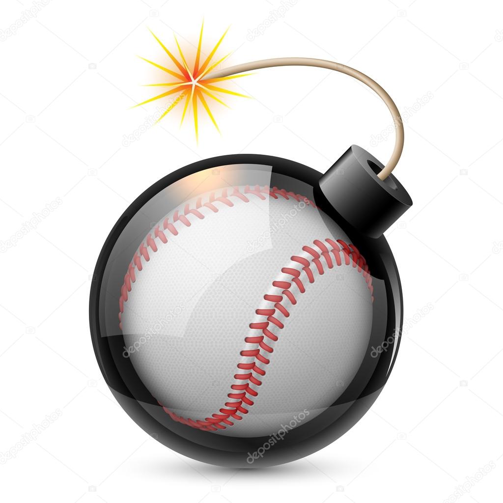Abstract baseball shaped like a bomb. Illustration on white background for design