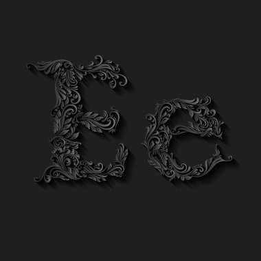 Bir şekilde dekore edilmiş çiçek harf e
