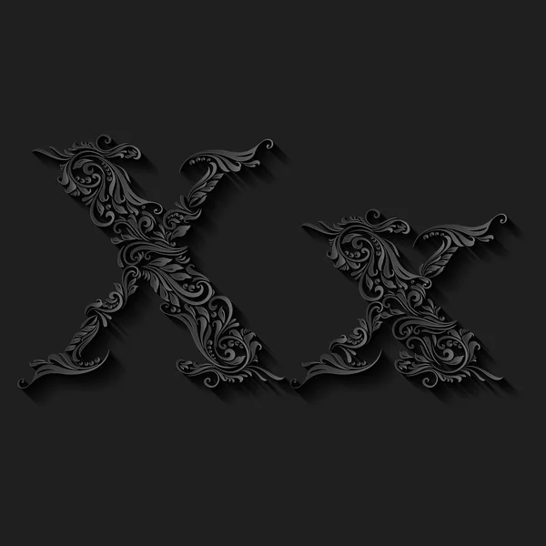 Dekorovaný květinovými písmeno x — Stockový vektor