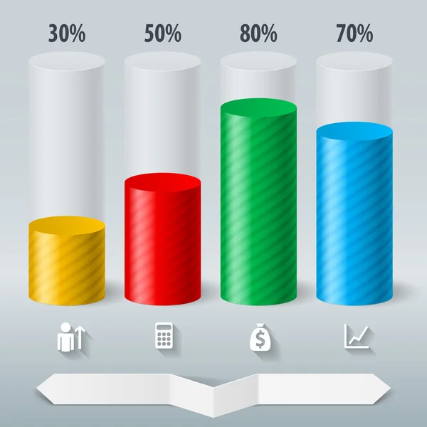 Infografías cilindros de color — Vector de stock