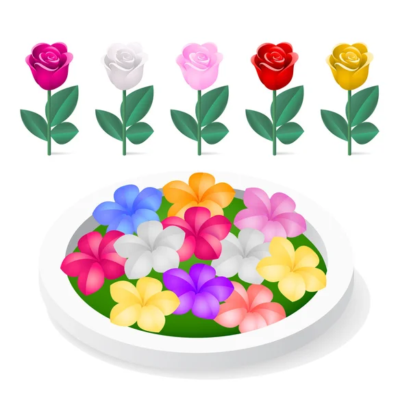 Bloembed met kleurrijke bloemen — Stockvector