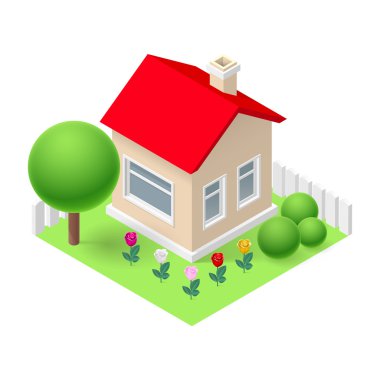 İzometrik 3d küçük ev