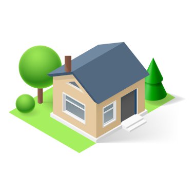 İzometrik 3d küçük ev