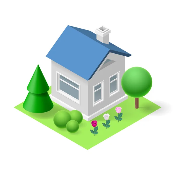 Isometrica 3d piccola casa — Vettoriale Stock