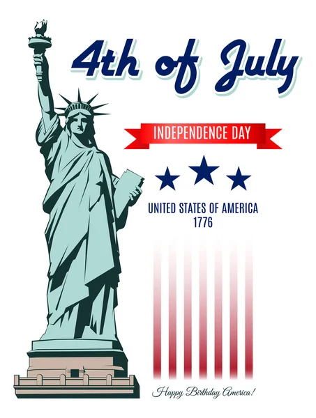 Dia da Independência Estátua da Liberdade — Vetor de Stock