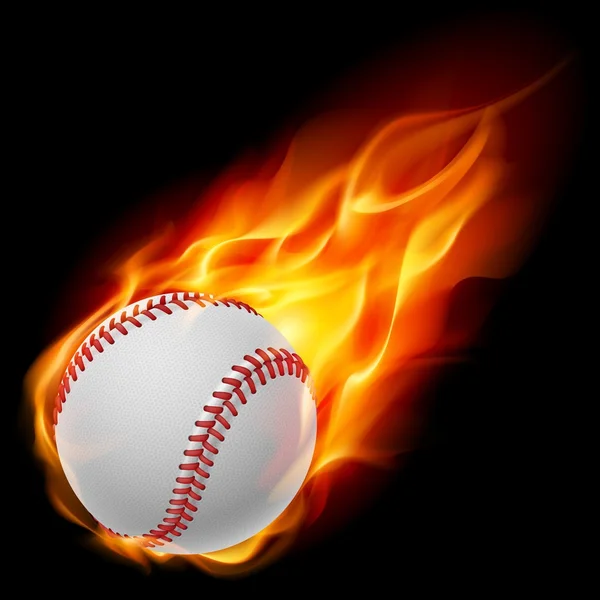 Baseball sur l'icône du feu — Image vectorielle