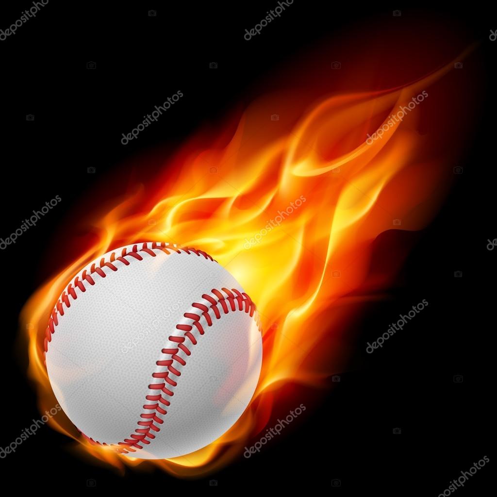 Baseball on fire. Illustration on black background