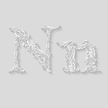 Bir şekilde dekore edilmiş çiçek harf n