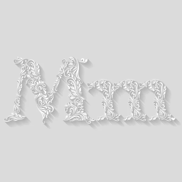 Letra floral decorada m — Vector de stock