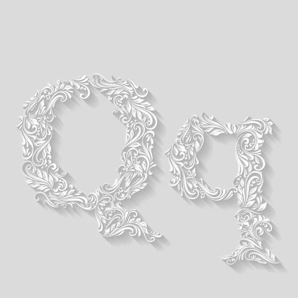 Decorated floral letter q — Stock Vector
