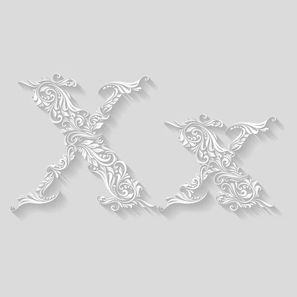 Ingerichte floral brief x — Stockvector