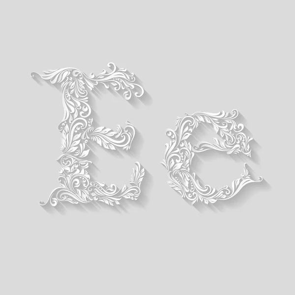 Letra floral decorada e — Vector de stock