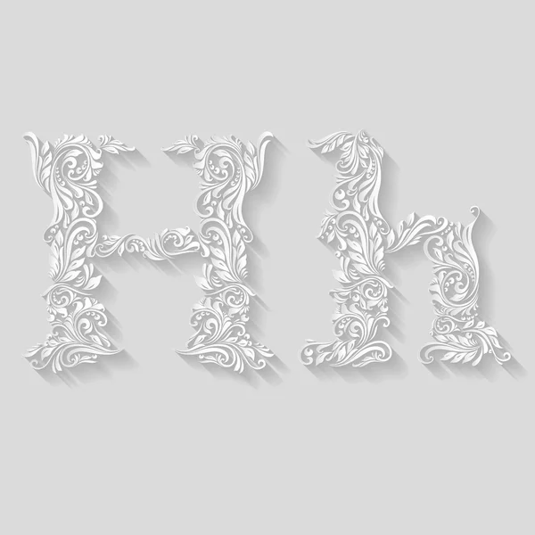 Decorated floral letter h — Stock Vector