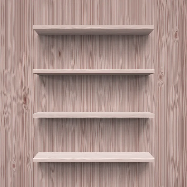 水平的木制书架 — 图库矢量图片