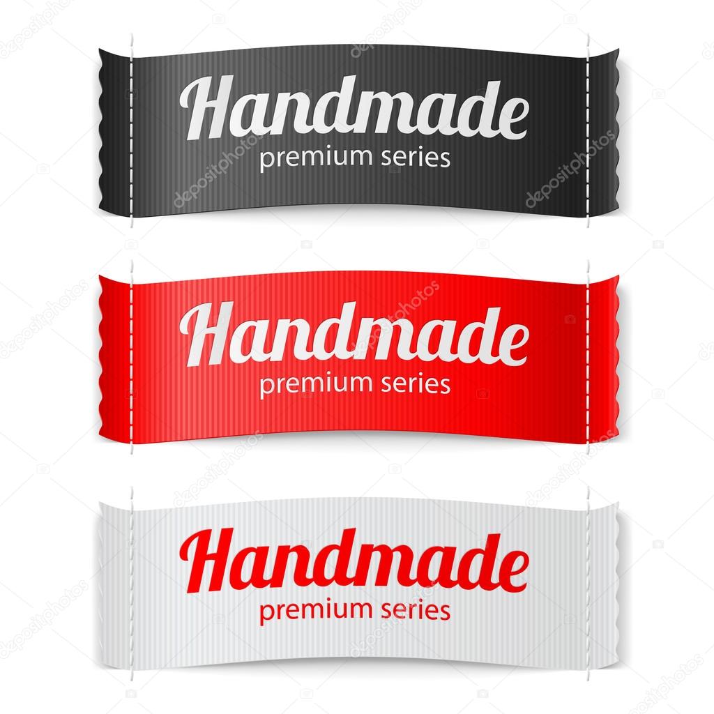 Set of Labels Handmade series hand made red white and black