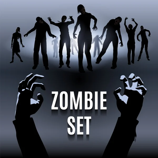 Conjunto de silueta Zombie — Vector de stock