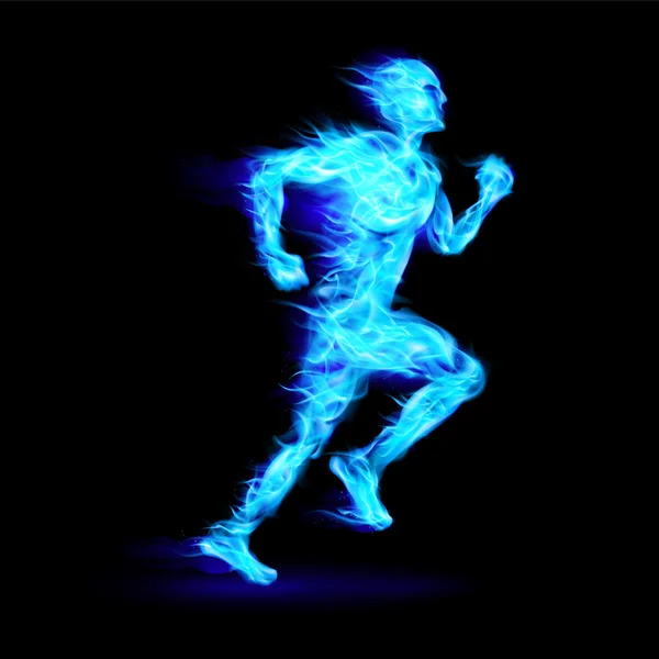 Blue fiery running man — Stockvector