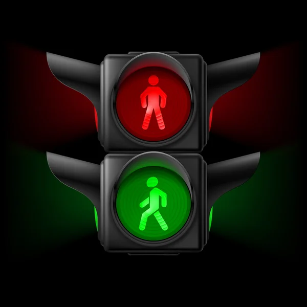 Pedestrian traffic light sign with go and stop indicators — Stock