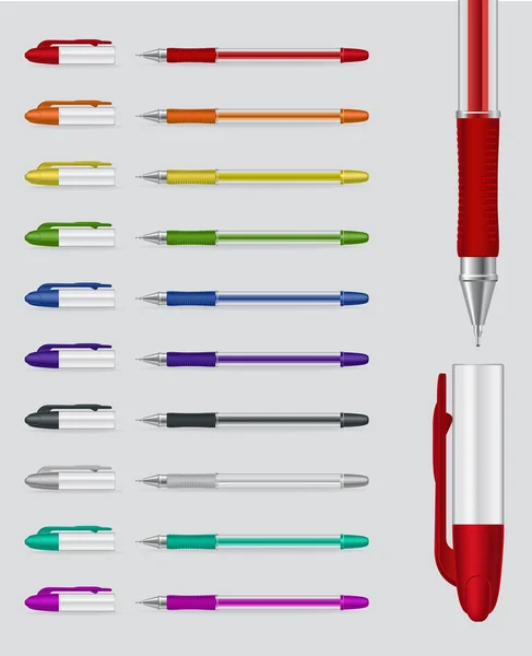 Uppsättning av gel pennor — Stock vektor