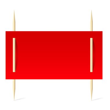Red paper on toothpicks