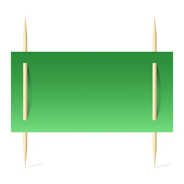 Green paper on toothpicks — 图库矢量图片