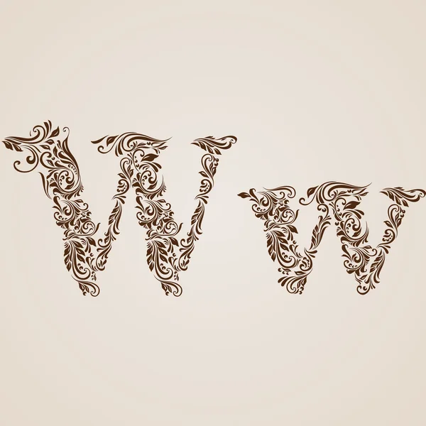 Dekorerade bokstaven w — Stock vektor
